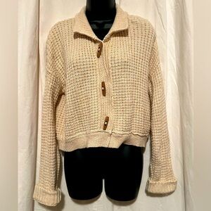 Free People Micah Cardi Ivory Combo Sz Small W/Toggle Buttons